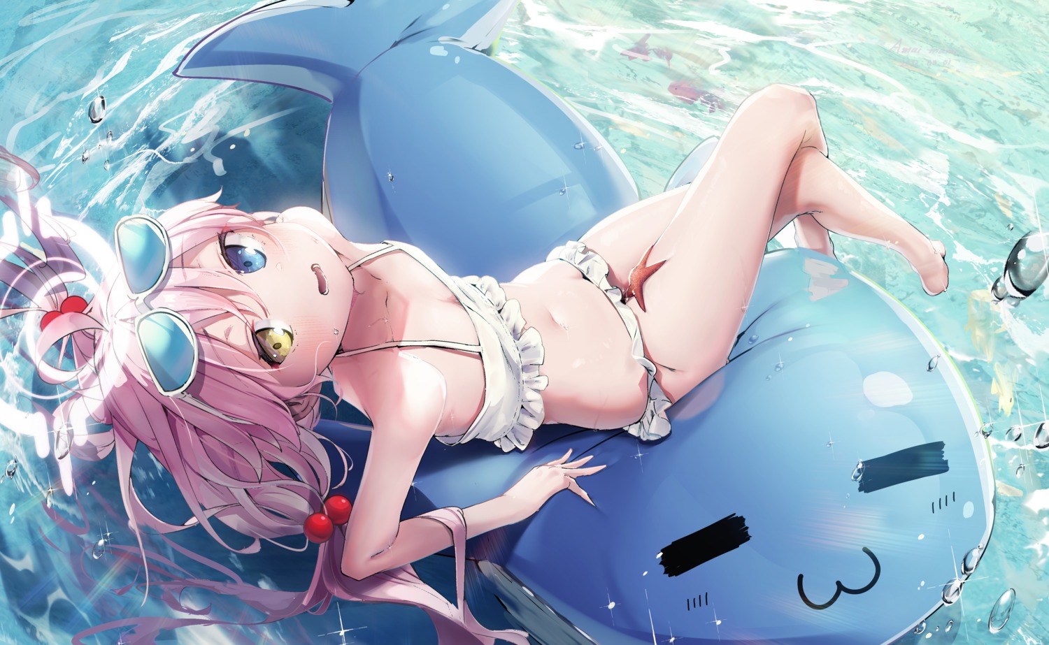 amamami_prime bikini blue_archive halo heterochromia megane swimsuits takanashi_hoshino