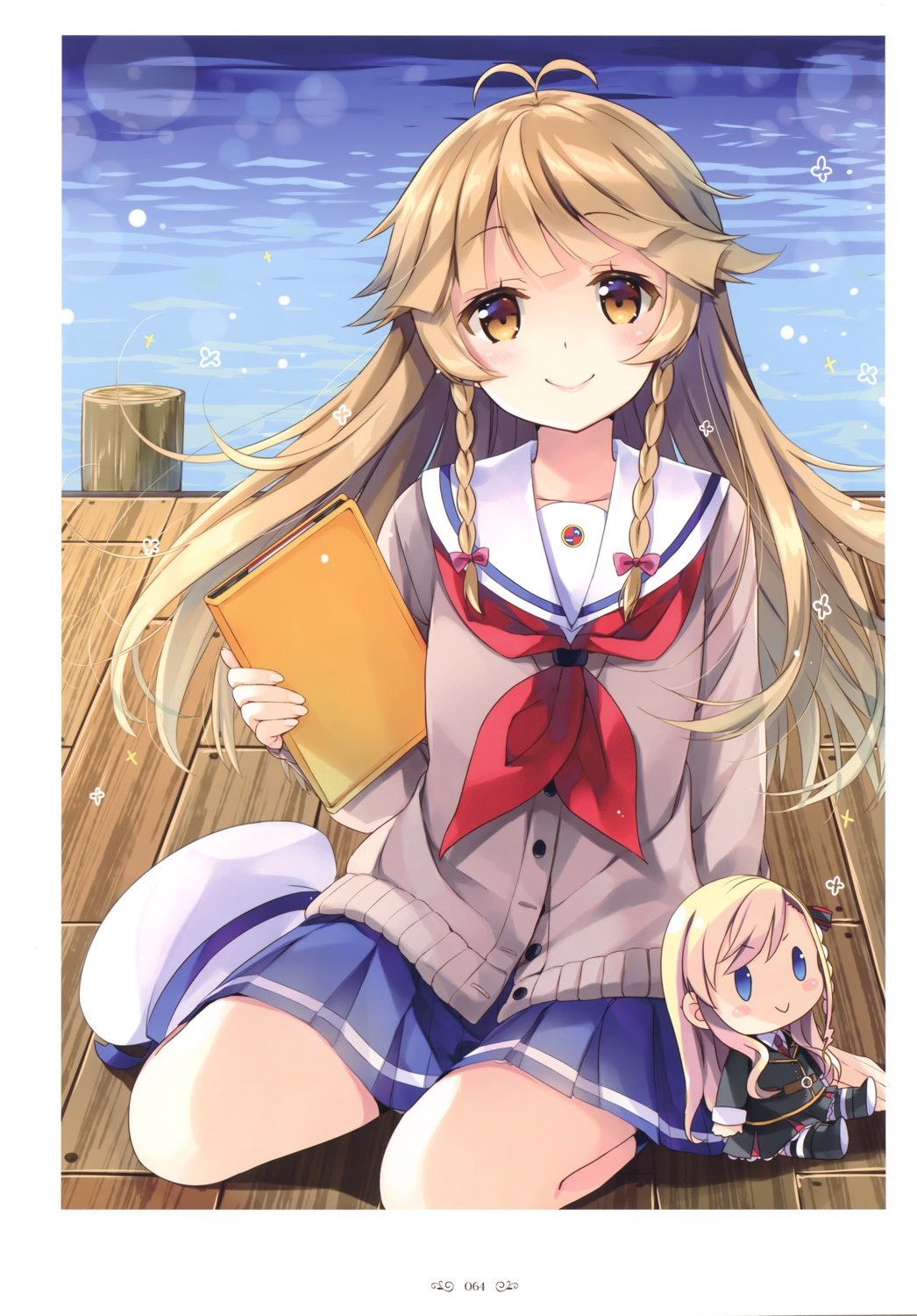 chibi high_school_fleet natsume_eri nosa_kouko seifuku sweater