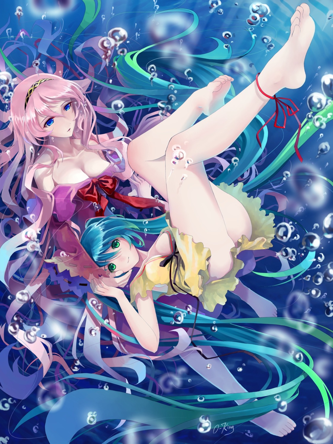 cleavage hatsune_miku megurine_luka okingjo vocaloid