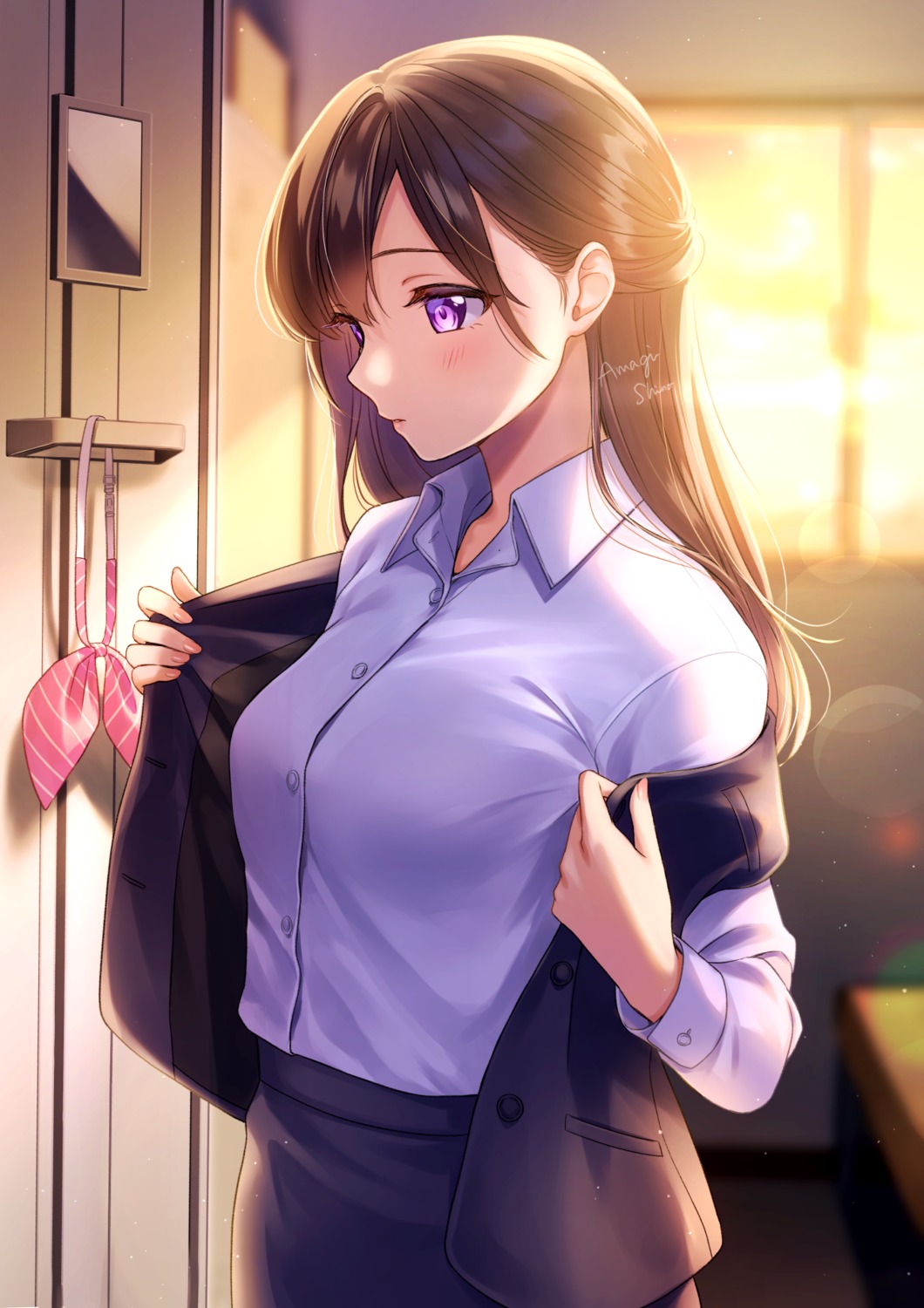 amagi_shino business_suit undressing