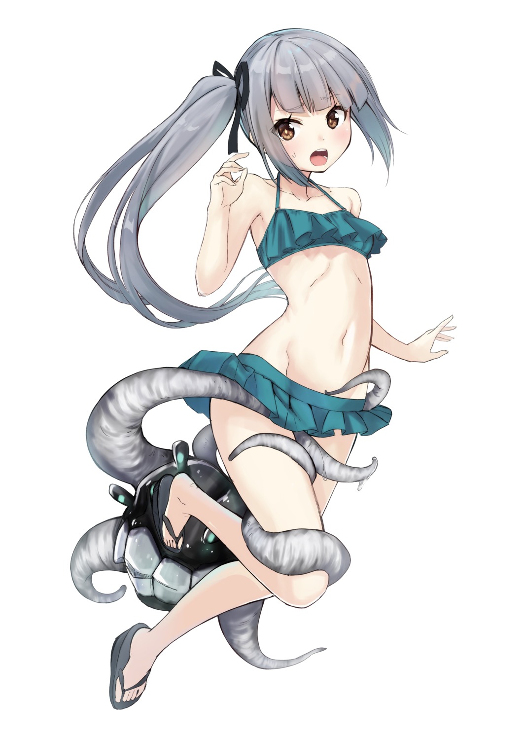 bikini bondage feet kantai_collection kasumi_(kancolle) swimsuits tentacles zero_(miraichizu)