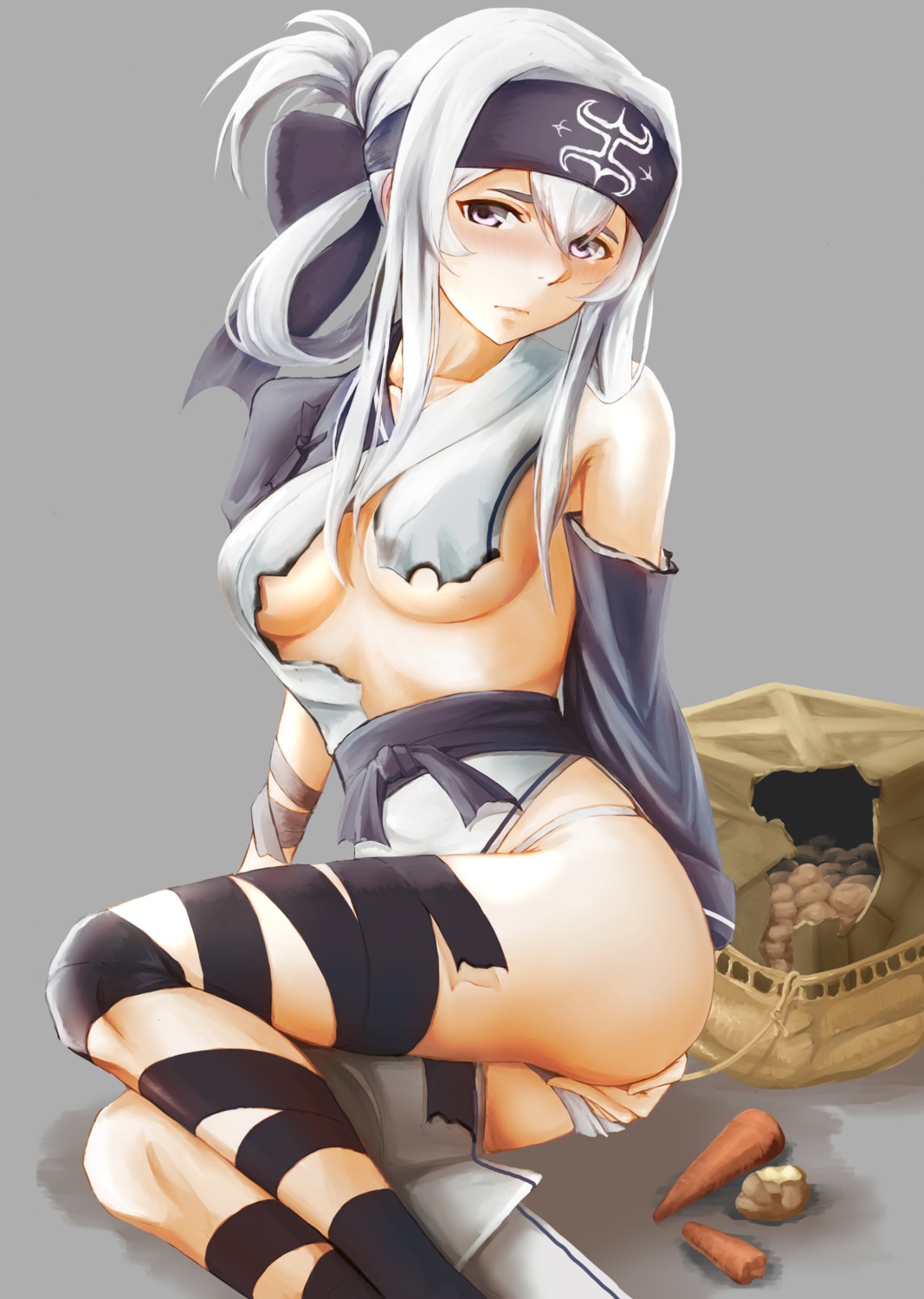 ass bandages kamoi_(kancolle) kantai_collection kokuzou no_bra pantsu torn_clothes underboob