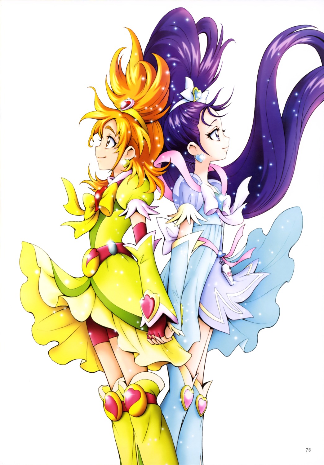 bike_shorts dress futari_wa_pretty_cure_splash_star hyuuga_saki kamikita_futago mishou_mai pretty_cure