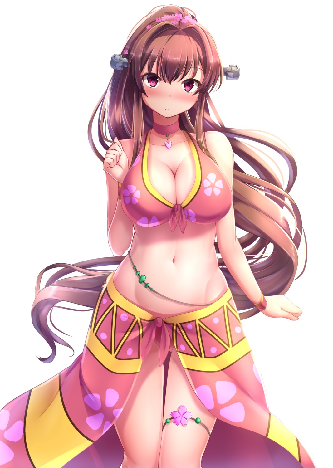 bikini cleavage kantai_collection nicoby swimsuits yamato_(kancolle)