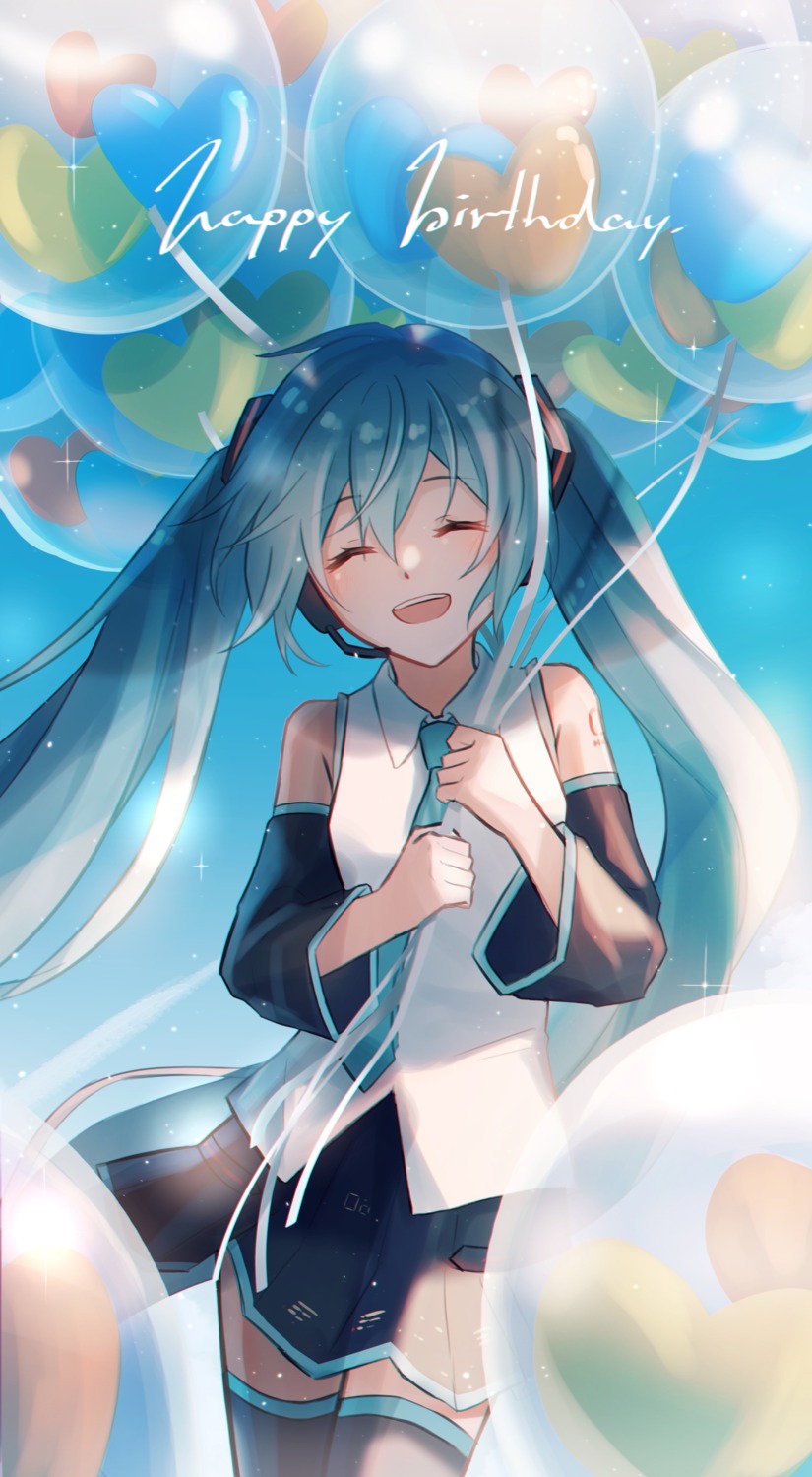 hatsune_miku headphones tagme tattoo thighhighs vocaloid