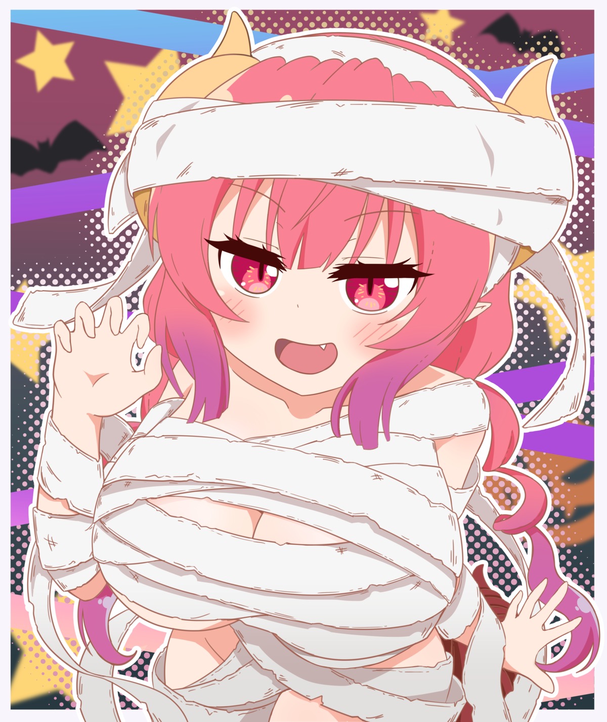 bandages halloween horns hunjeori ilulu kobayashi-san_chi_no_maid_dragon naked_ribbon