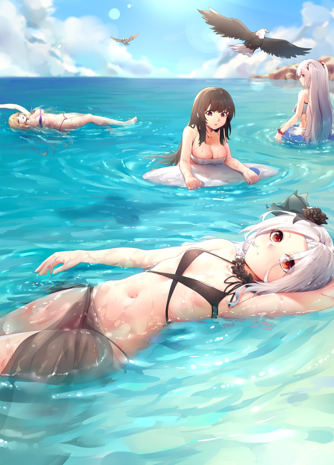 bikini ray_(pixiv9514208) see_through swimsuits vittorio_veneto_(zhanjianshaonv) wet zhanjianshaonv