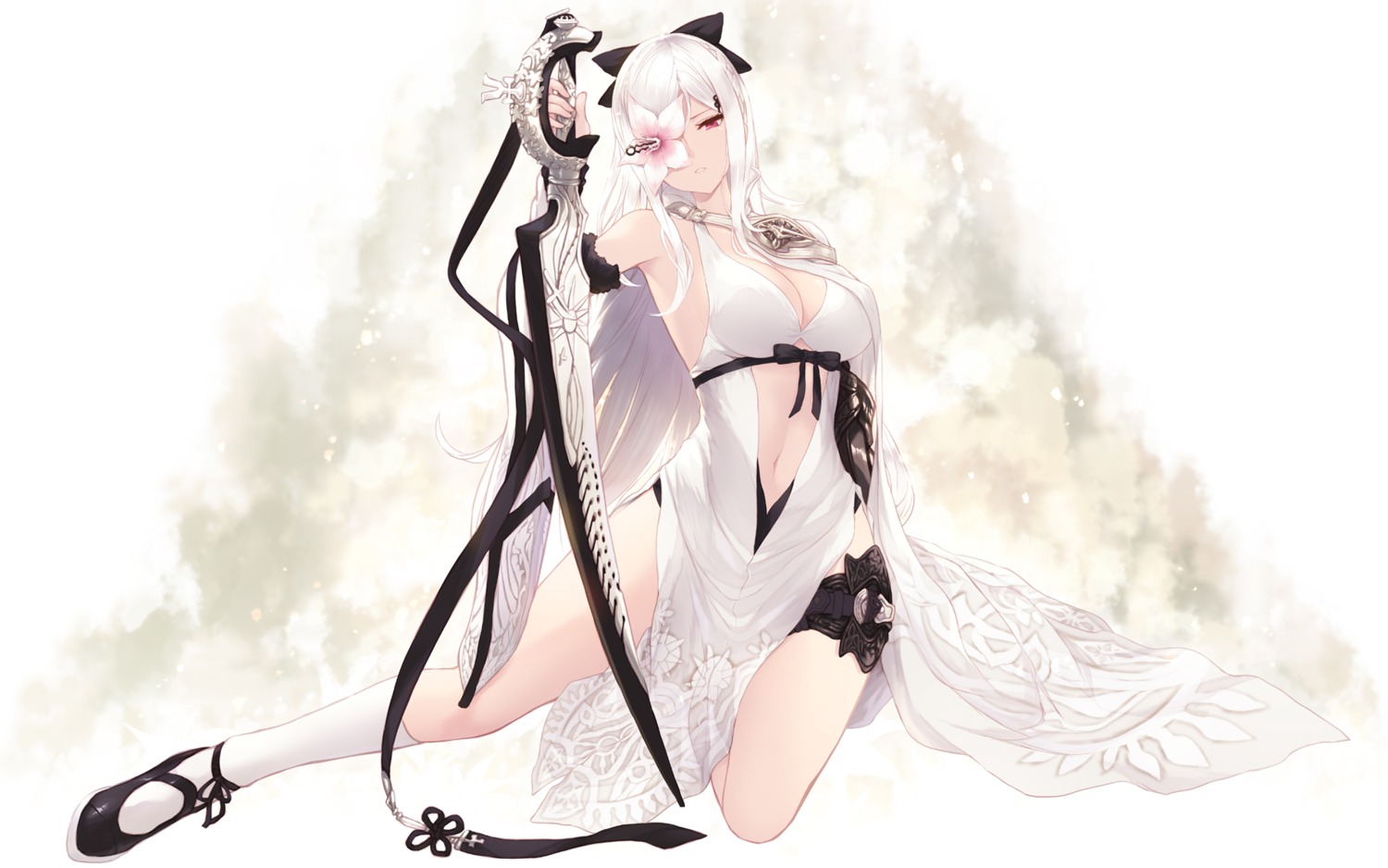 armor cait cleavage drakengard drakengard_3 dress garter sword wallpaper zero_(drakengard)