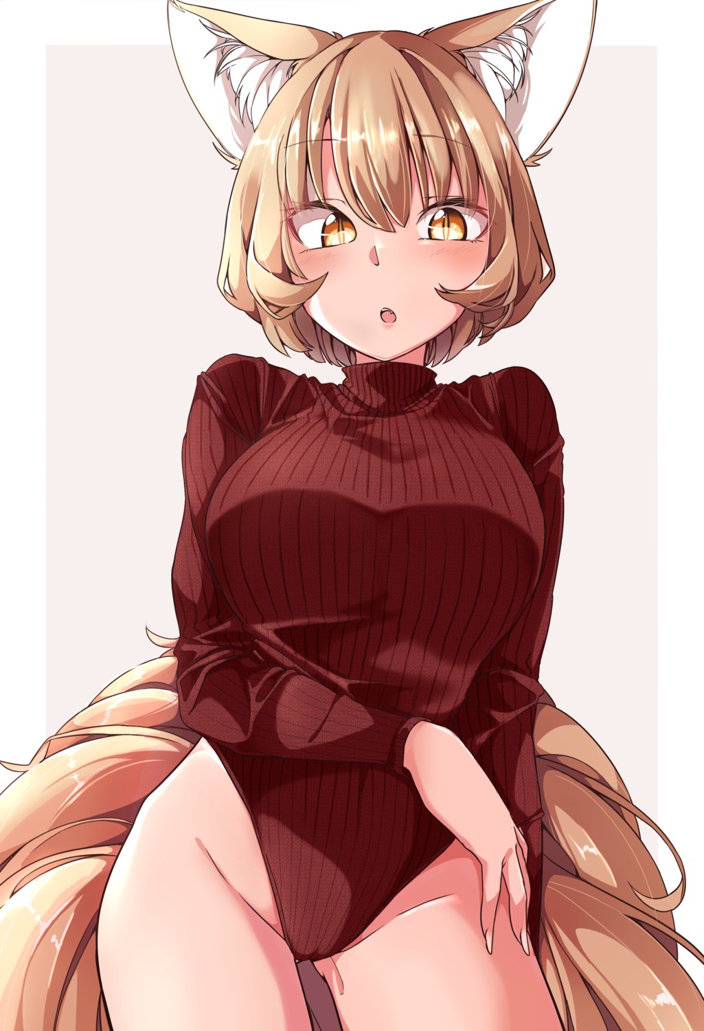 animal_ears cameltoe kitsune leotard sweater tagme tail touhou yakumo_ran