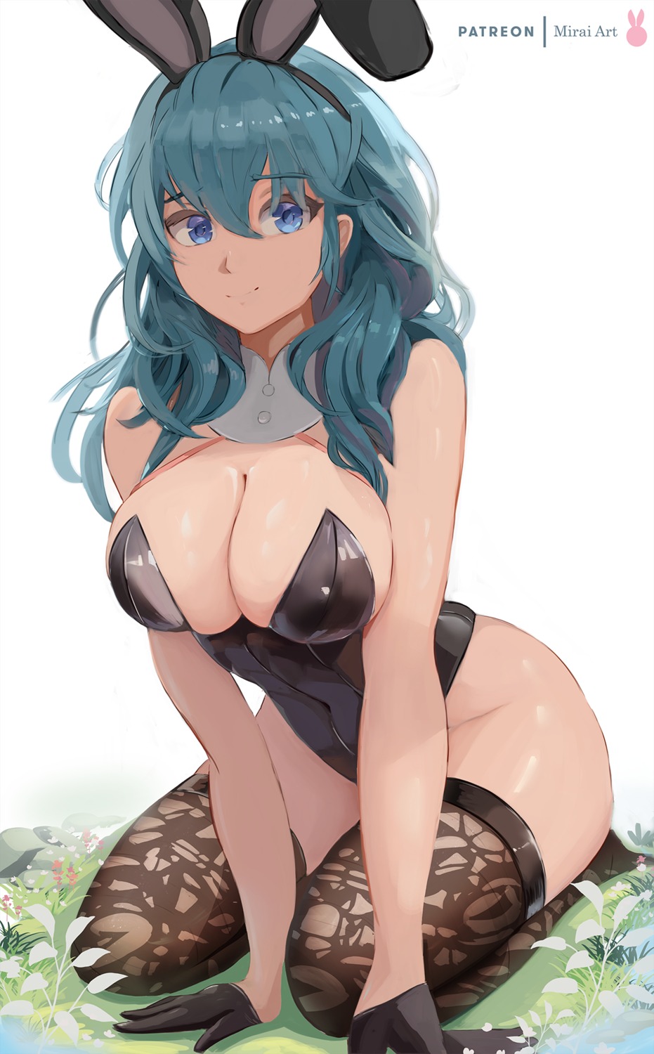 animal_ears bunny_ears bunny_girl byleth_(fire_emblem) fire_emblem fire_emblem_three_houses miraihikariart no_bra thighhighs