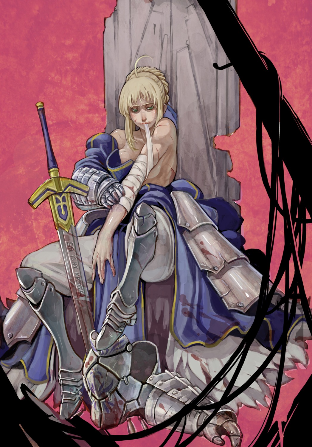 bandages blood fate/stay_night saber sanzhuangwangcat sword