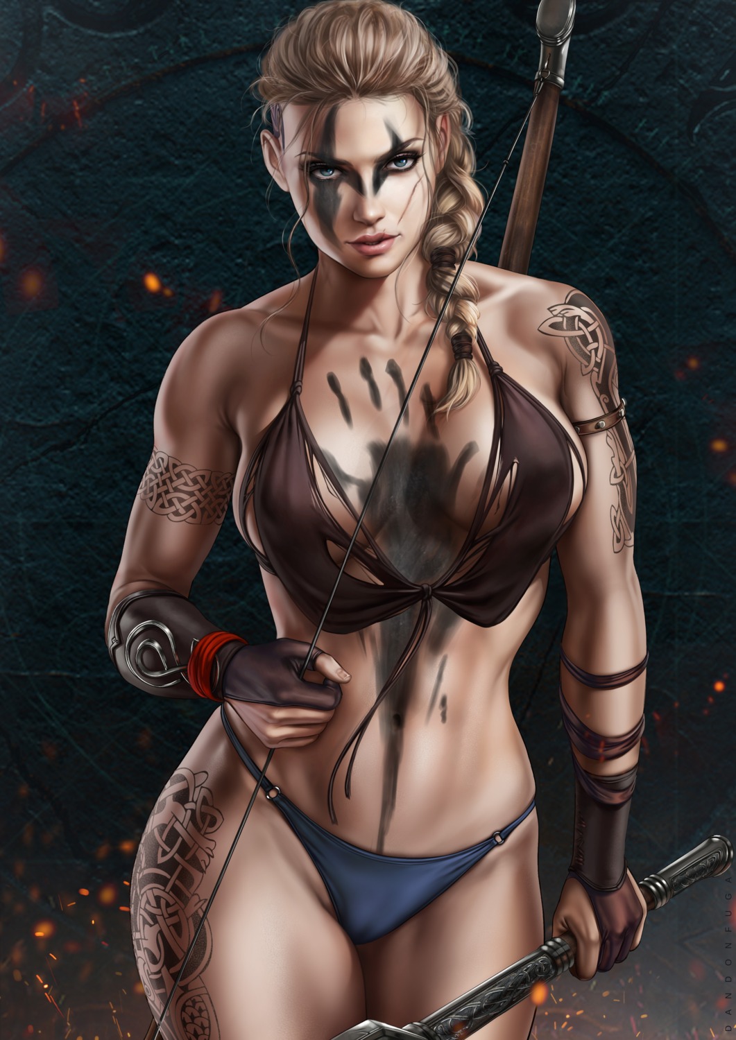 assassin's_creed bikini cameltoe dandon_fuga swimsuits tattoo torn_clothes weapon