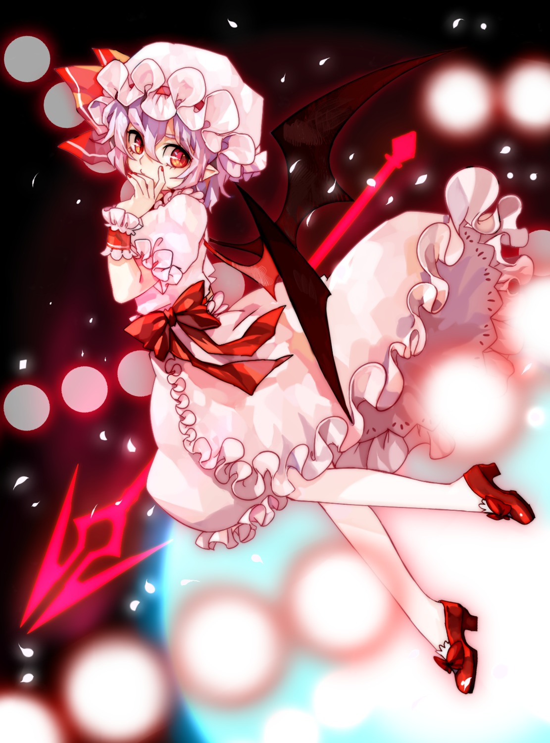 dress harrymiao heels pointy_ears remilia_scarlet touhou weapon wings