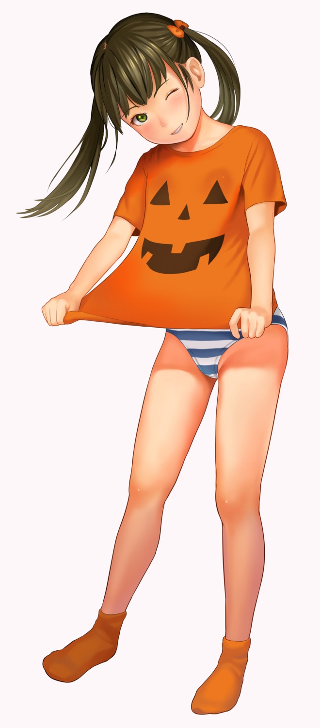 halloween inashishi loli pantsu shimapan shirt_lift