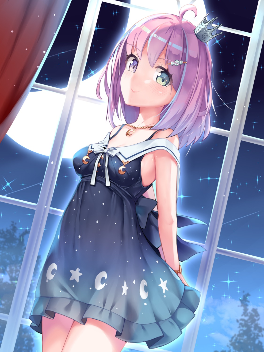 dress heterochromia himemori_luna hololive mogmog skirt_lift