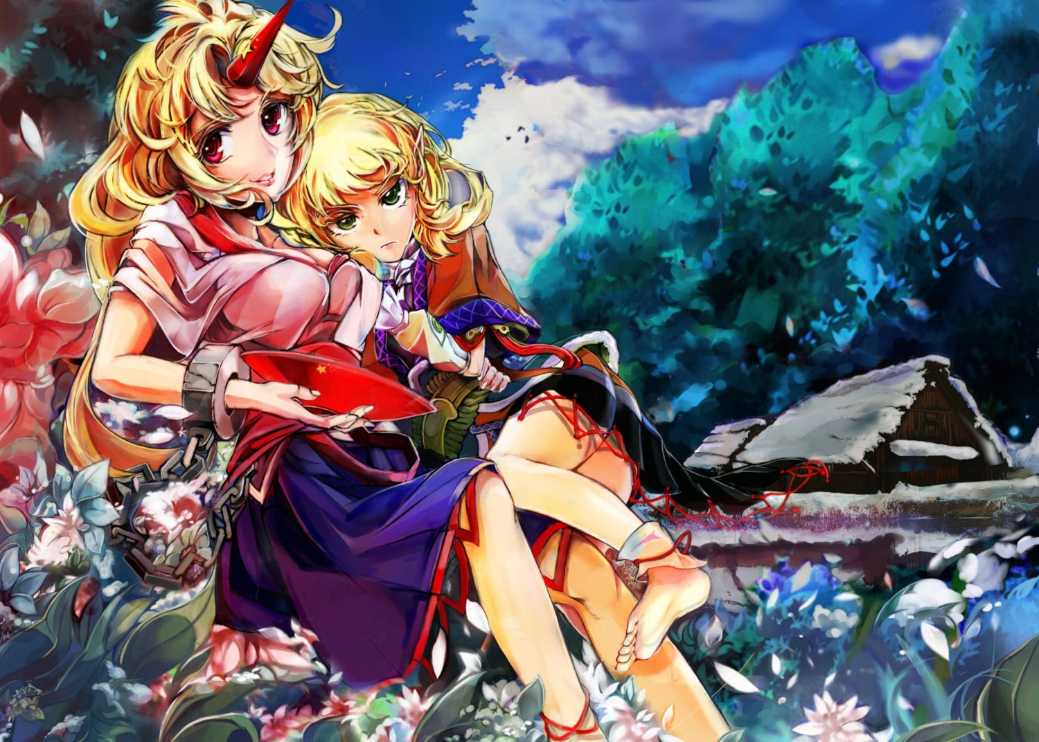 horns hoshiguma_yuugi mizuhashi_parsee pantsu poyan_noken touhou