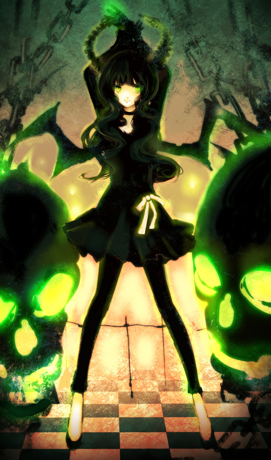 black_rock_shooter dead_master horns uno_(colorbox) vocaloid