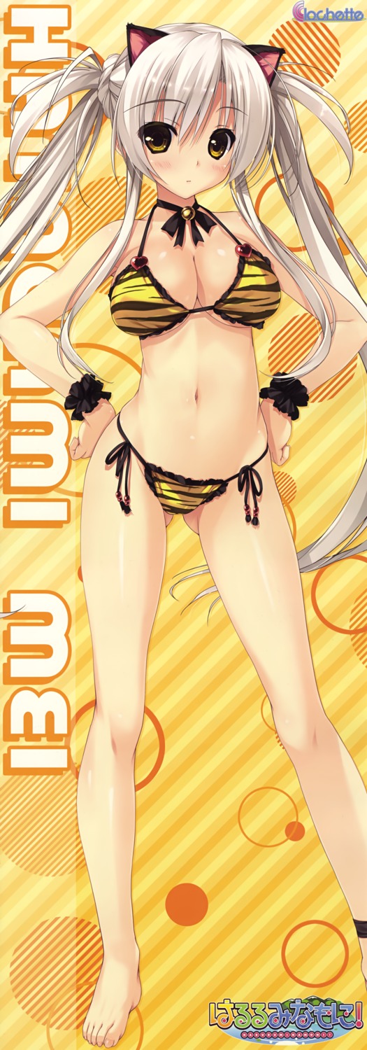 animal_ears bikini cleavage clochette haruru_minamo_ni! hatagami_mei shintarou stick_poster swimsuits underboob