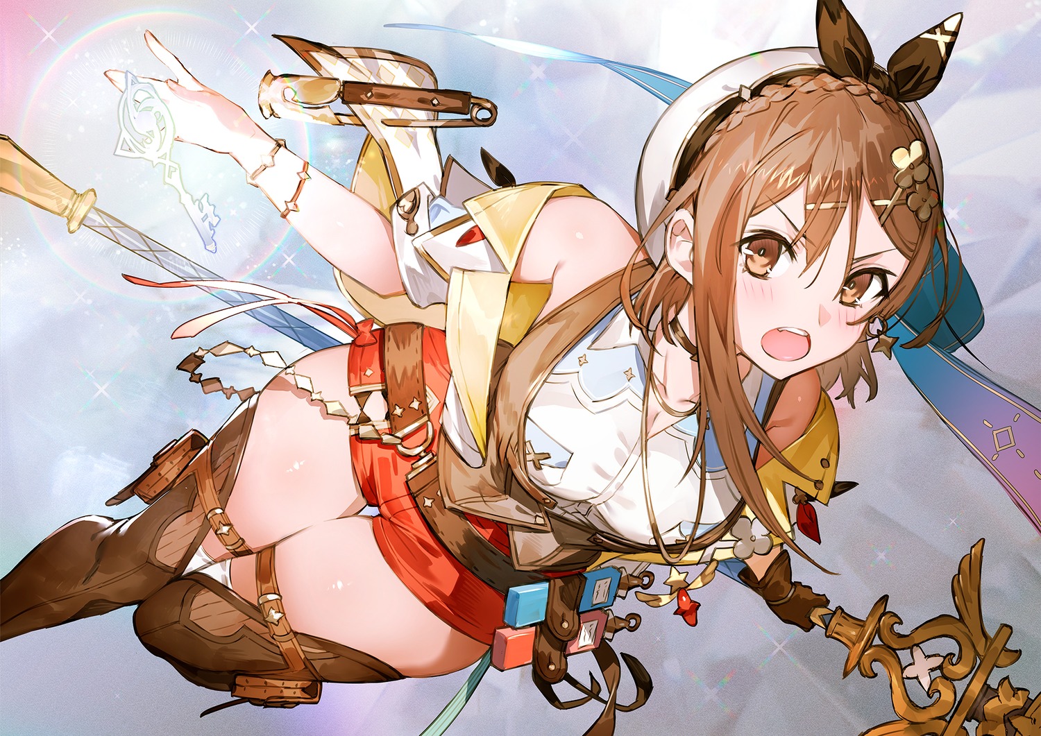 atelier atelier_ryza atelier_ryza_3 cleavage garter koei_tecmo reisalin_stout thighhighs toridamono weapon