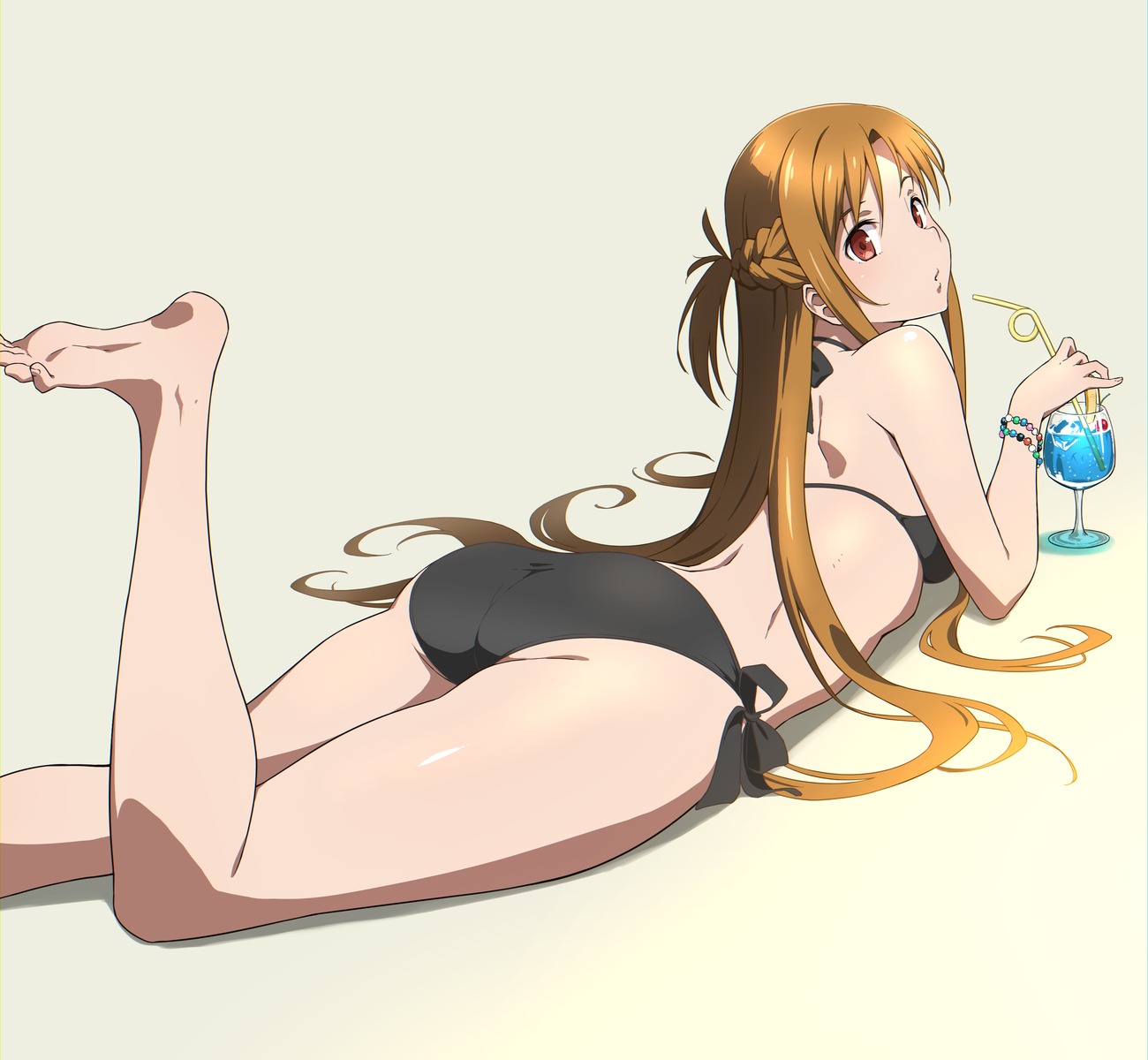 ass asuna_(sword_art_online) bikini feet puge swimsuits sword_art_online