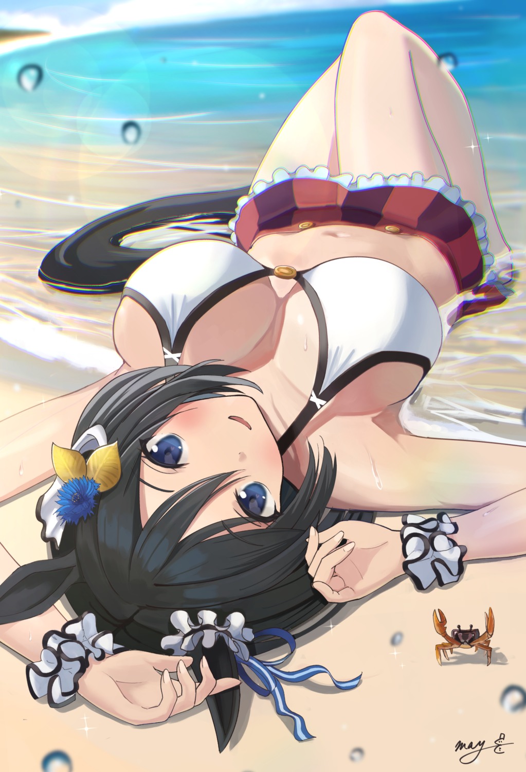 animal_ears bikini eishin_flash_(umamusume) may9 swimsuits tail uma_musume_pretty_derby wet