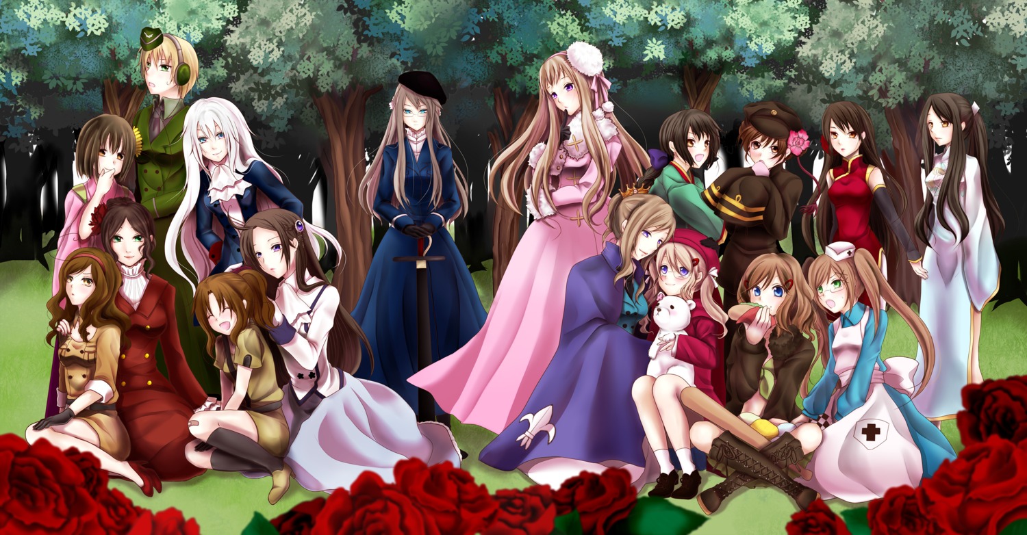 america austria canada china france genderswap germany hetalia_axis_powers hong_kong japan korea prussia switzerland sword united_kingdom yuri_chiako