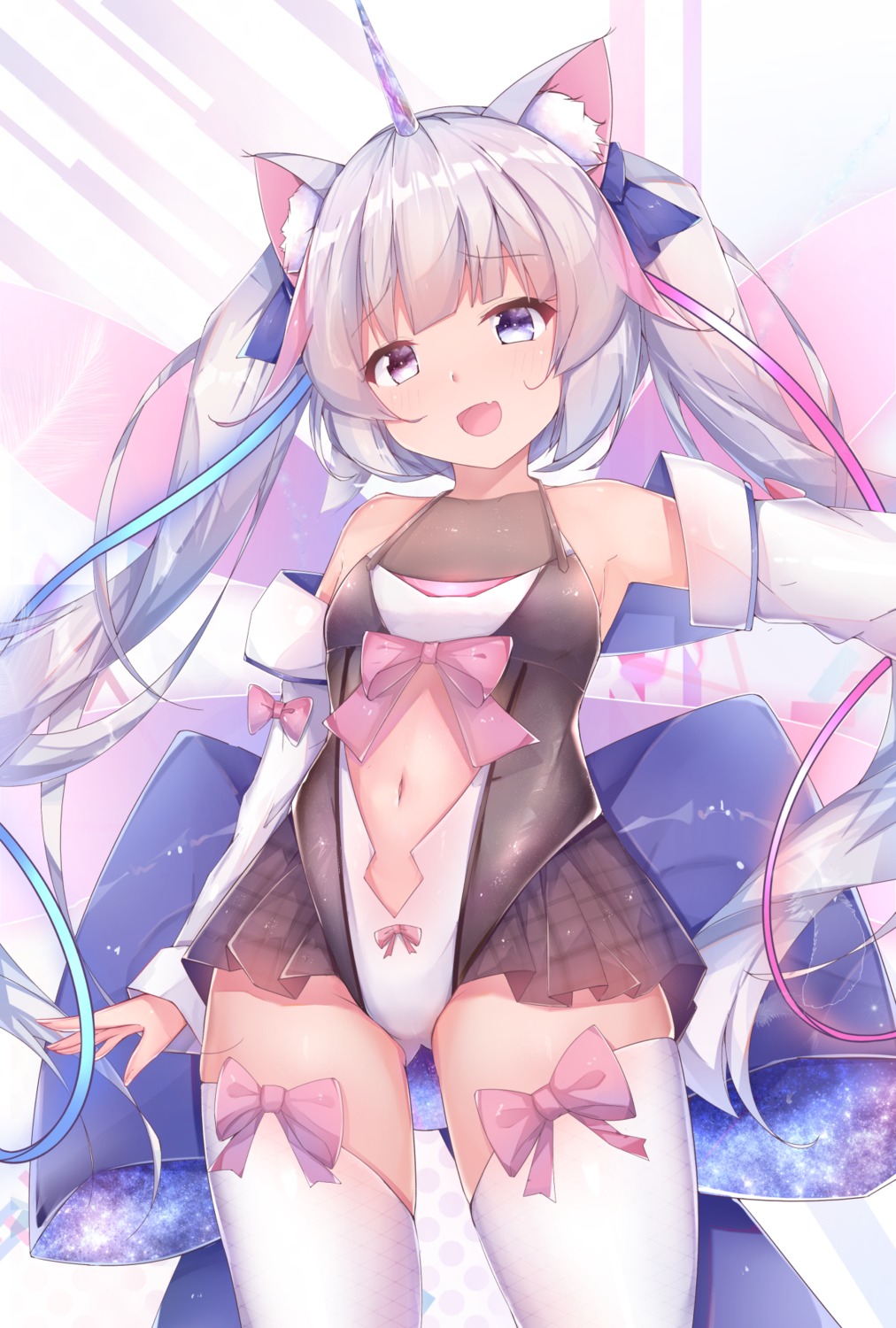 animal_ears horns leotard see_through thighhighs twiska_(doubitian)