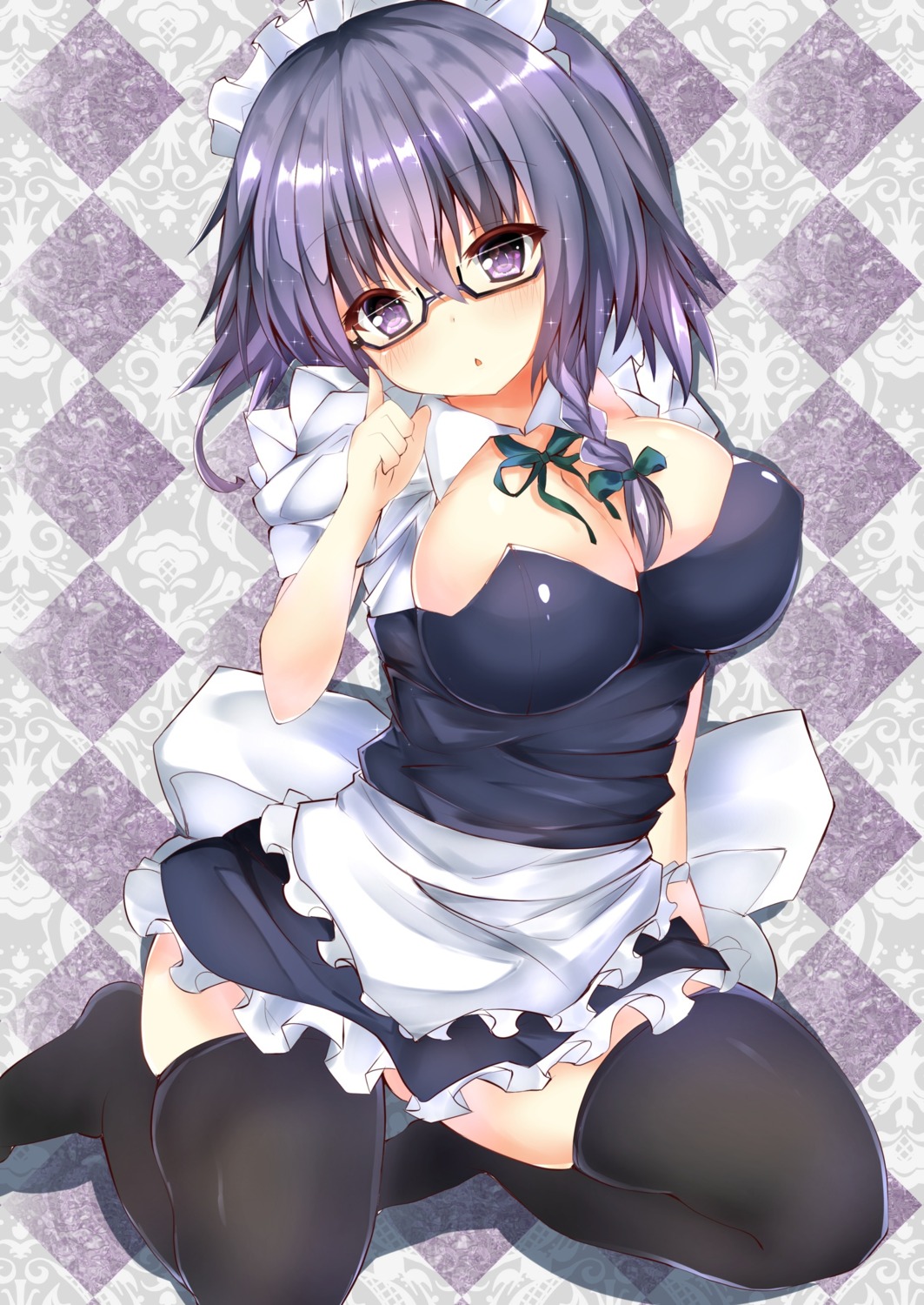 cleavage izayoi_sakuya maid mutou_(94753939) thighhighs touhou