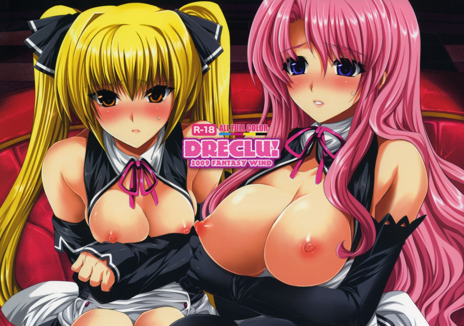 breast_hold breasts dream_c_club fantasy_wind mian nipples open_shirt rui shinano_yura