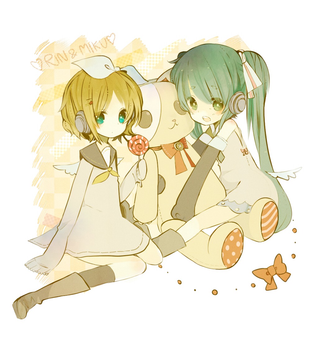 hatsune_miku kagamine_rin purinto vocaloid