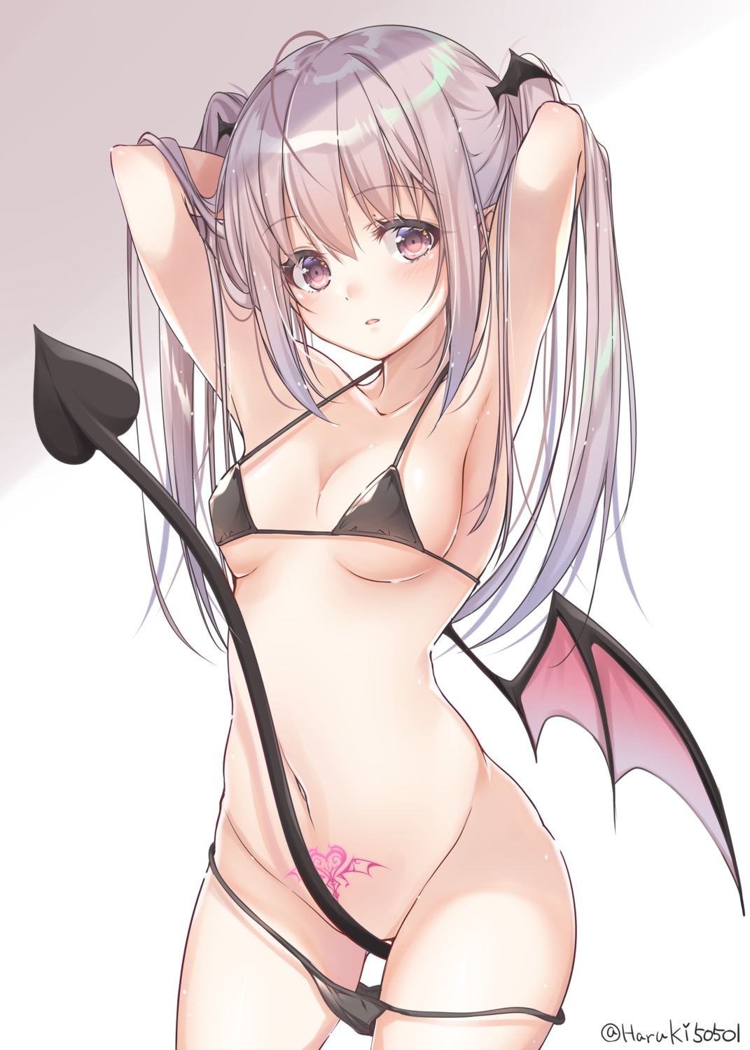 bikini devil haruki_5050 panty_pull swimsuits tail tattoo wings