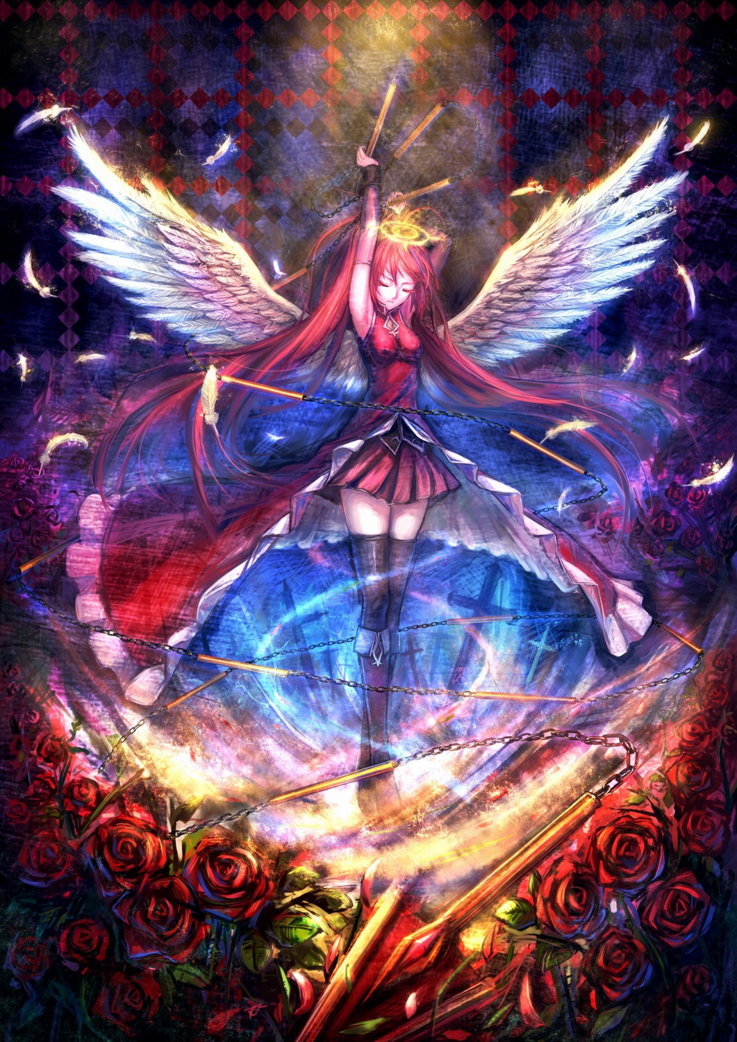 puella_magi_madoka_magica ryuuzaki_itsu sakura_kyouko thighhighs wings