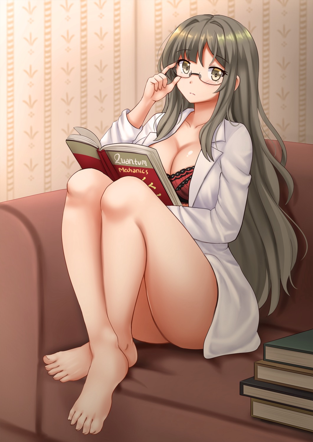 bra cleavage feet futaba_rio kazenokaze open_shirt seishun_buta_yarou