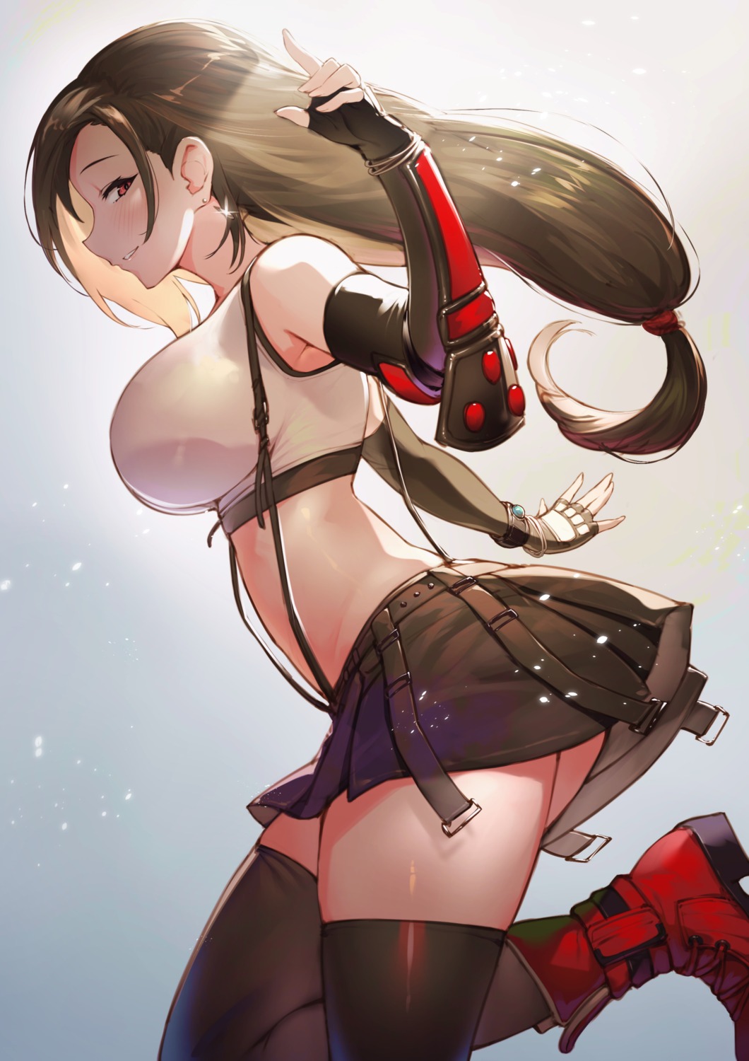 final_fantasy final_fantasy_vii pyz skirt_lift thighhighs tifa_lockhart