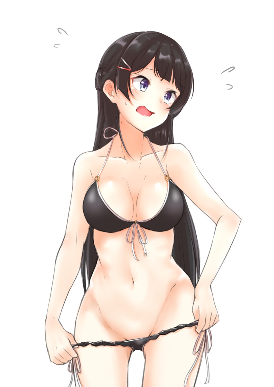 bikini nijisanji panty_pull swimsuits take_mawile tsukino_mito undressing