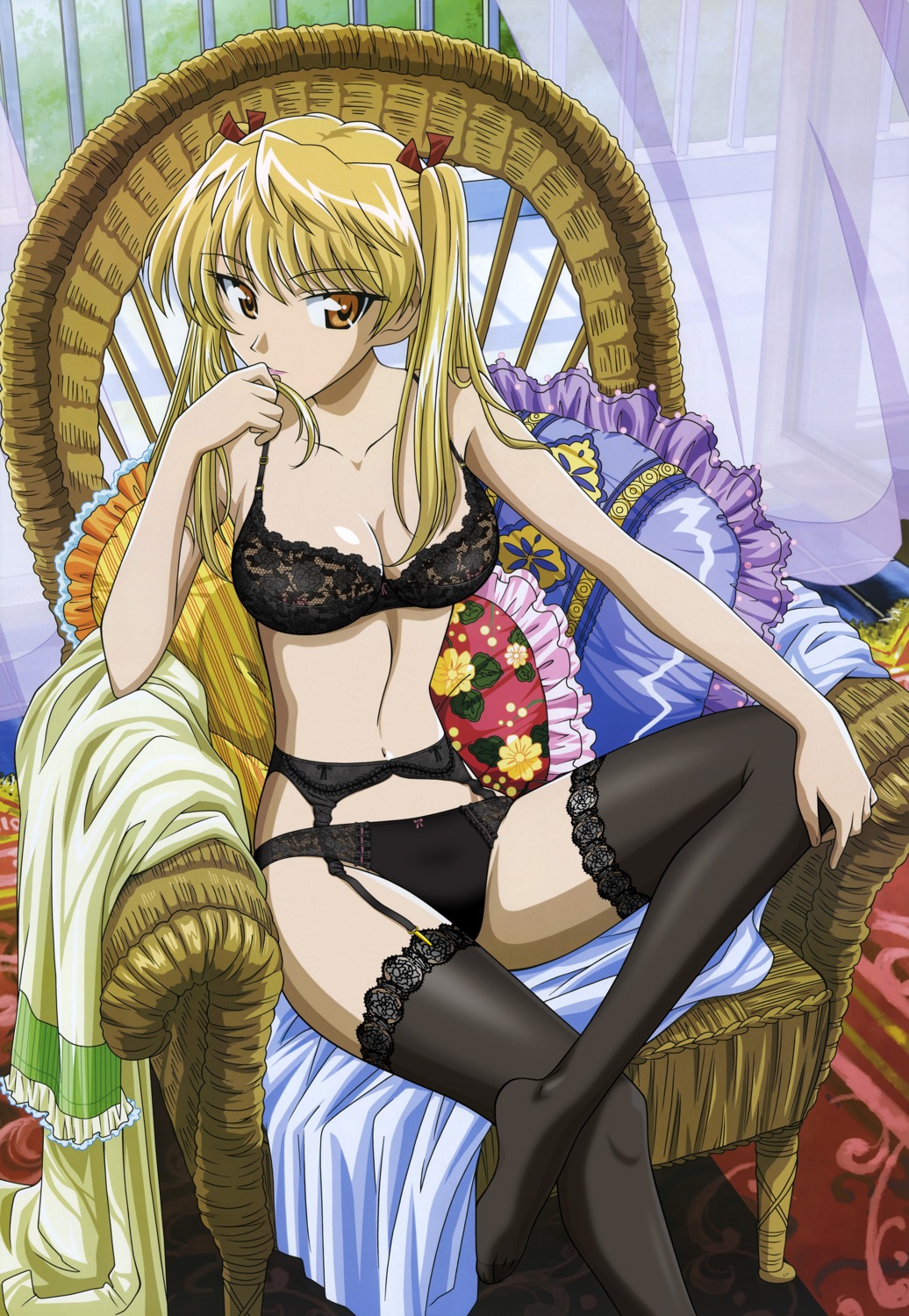 areola bra cleavage feet garter_belt hara_yumiko pantsu photoshop sawachika_eri school_rumble stockings thighhighs