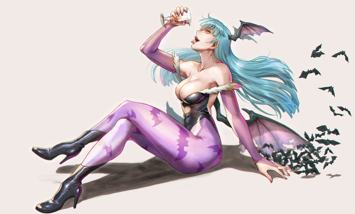 azasuke dark_stalkers heels leotard morrigan_aensland pantyhose wings