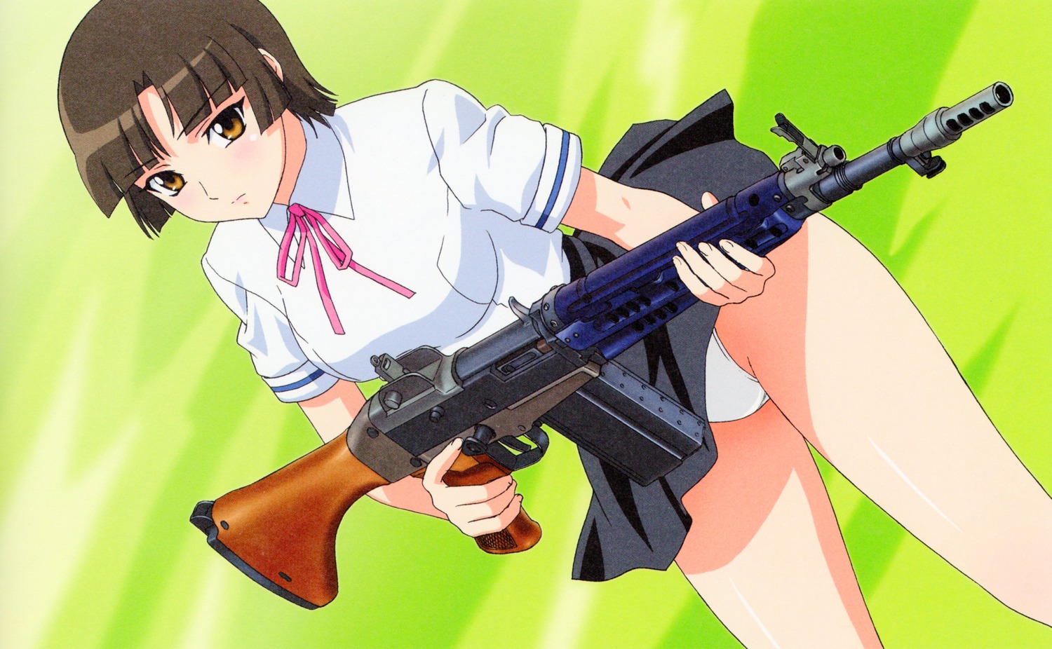 gun honoo_no_labyrinth kasumi_(honoo_no_labyrinth) pantsu seifuku skirt_lift yamauchi_noriyasu