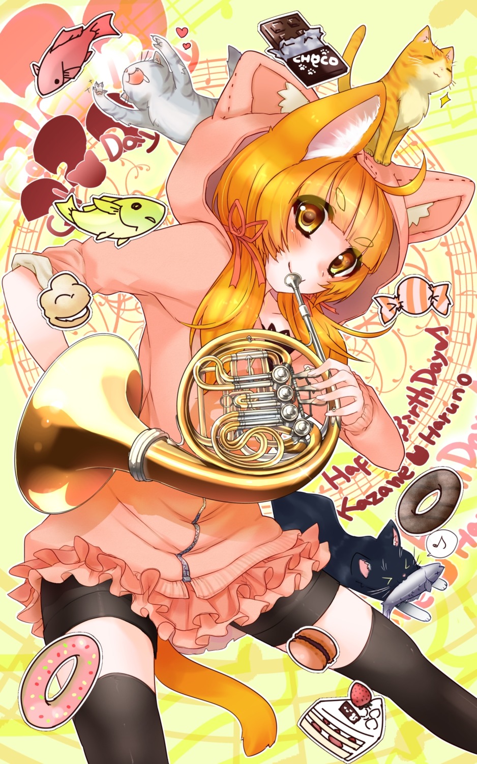 animal_ears kazane_chinya neko nekomimi tail thighhighs