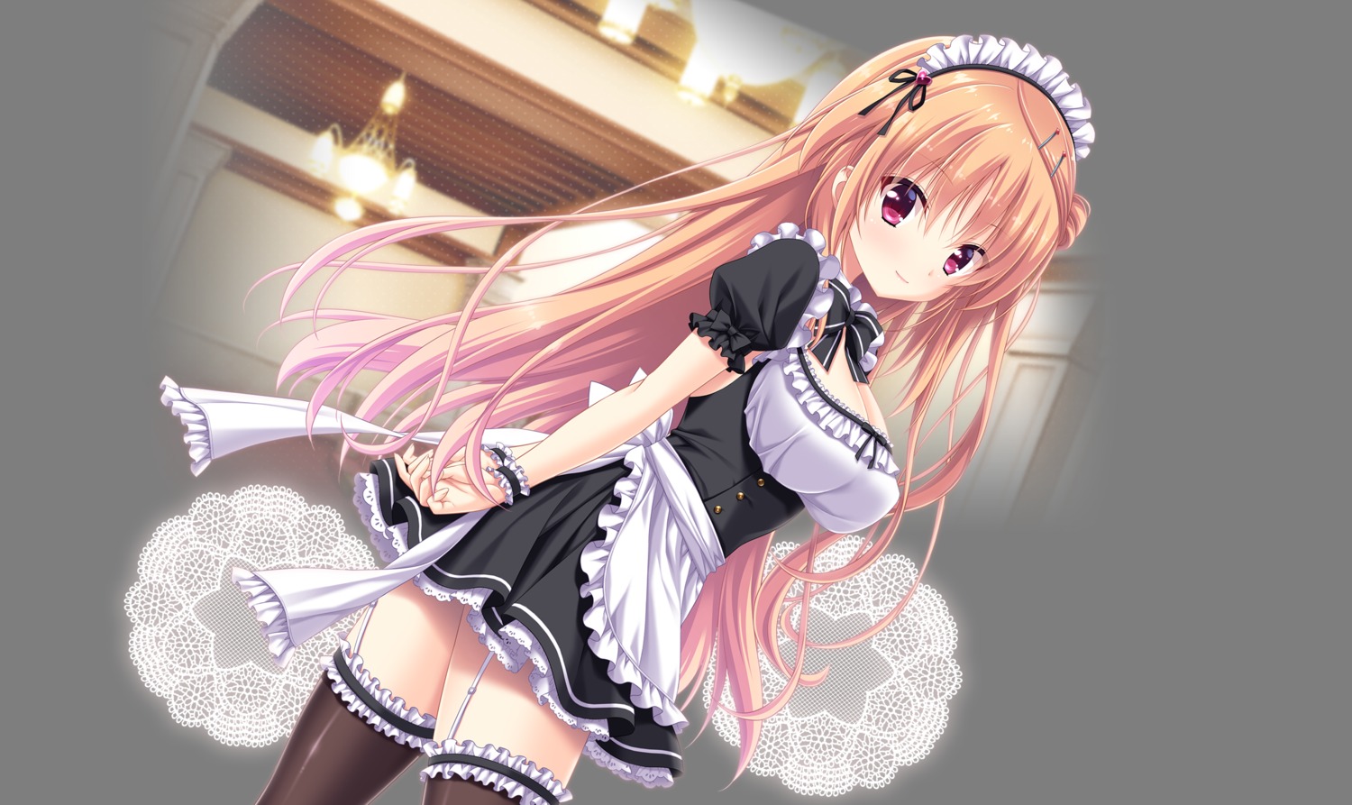 boku_to_kanojo_no_gohoushi_dousei cleavage kashima_shino maid sakura_neko stockings thighhighs tokohana transparent_png