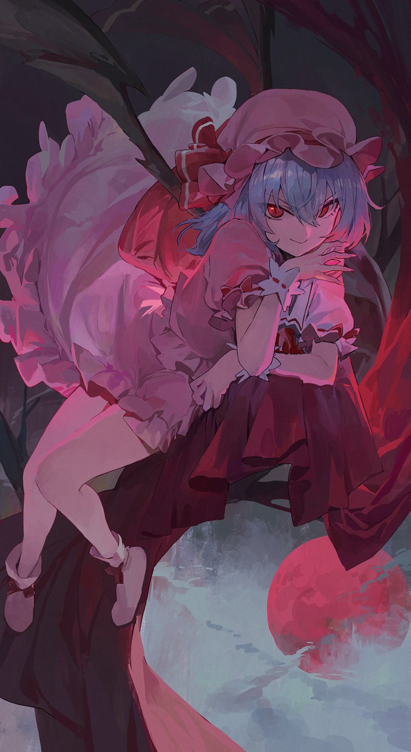 dress mossi remilia_scarlet skirt_lift touhou wings