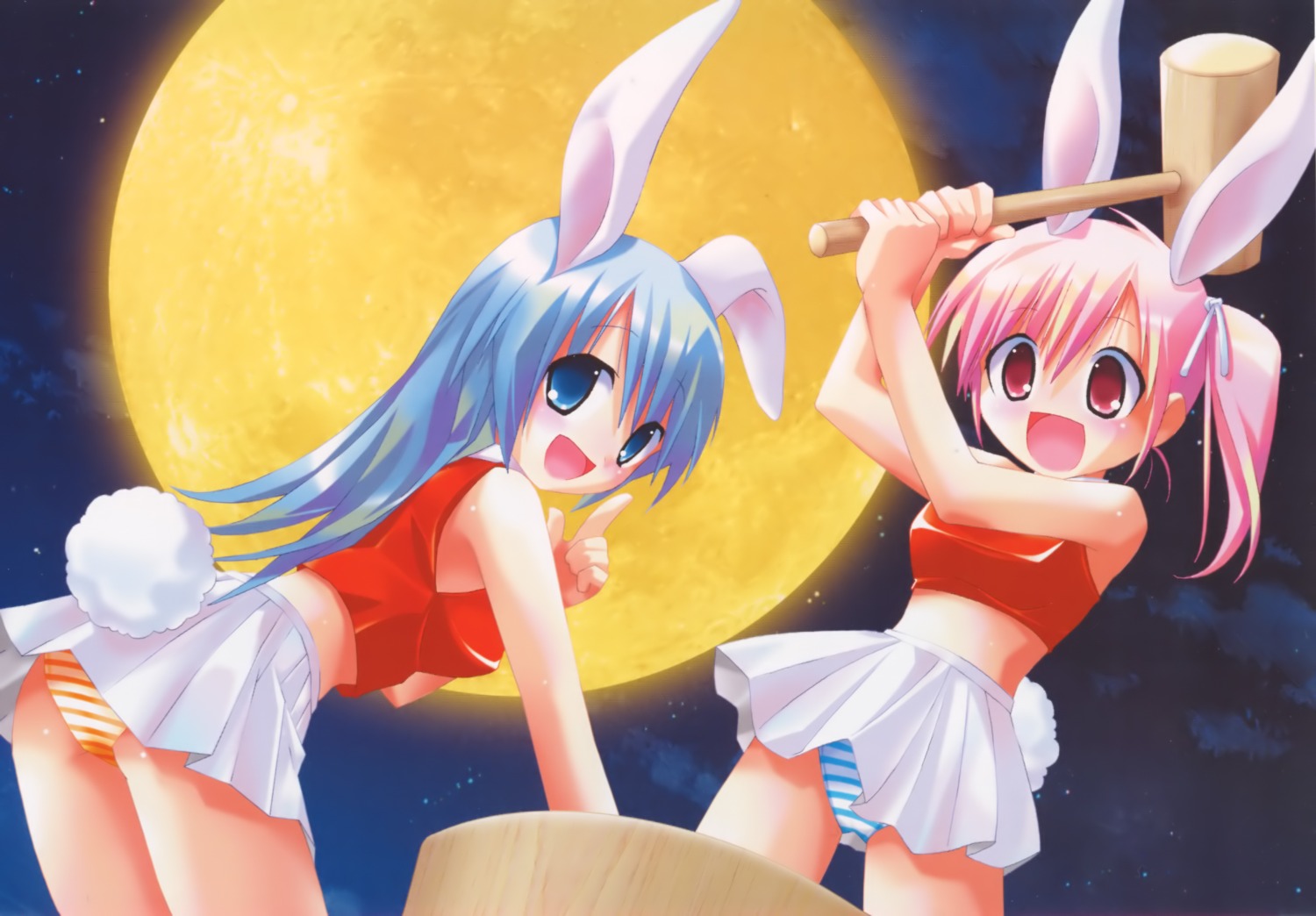 animal_ears bunny_ears pantsu shimapan skirt_lift tagme tail