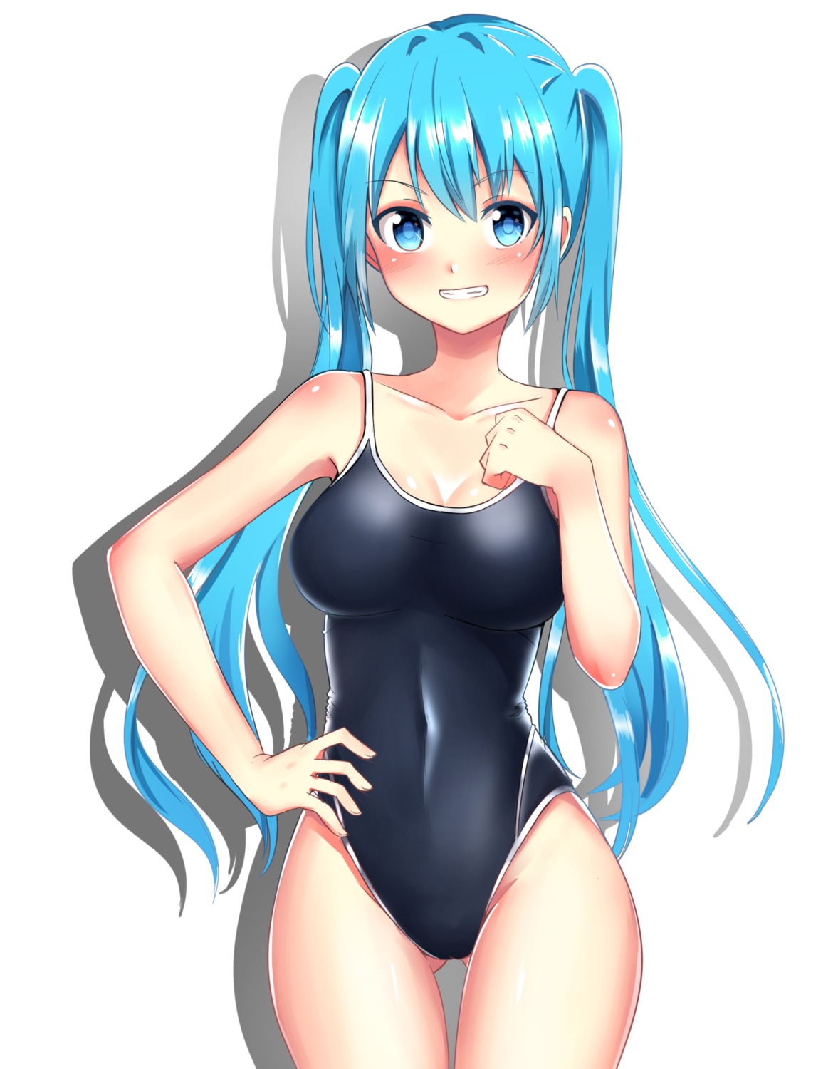 baretto_(karasi07) cleavage hatsune_miku school_swimsuit swimsuits vocaloid