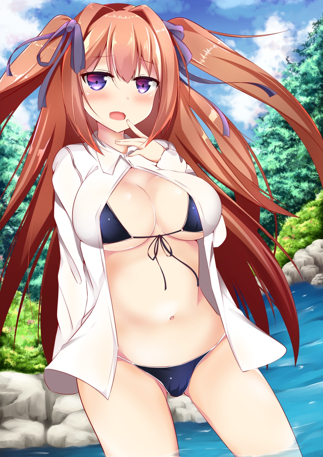 bikini open_shirt swimsuits tagme wet