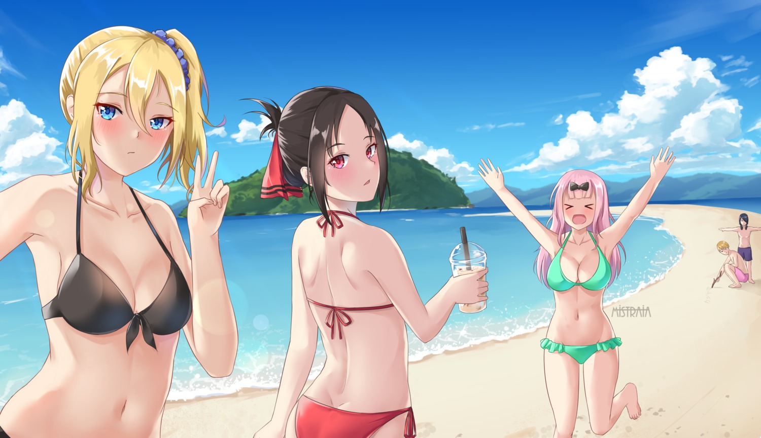 ass bikini cleavage fujiwara_chika hayasaka_ai ishigami_yuu kaguya-sama_wa_kokurasetai_~tensai-tachi_no_renai_zunousen~ mistraia shinomiya_kaguya shirogane_miyuki swimsuits