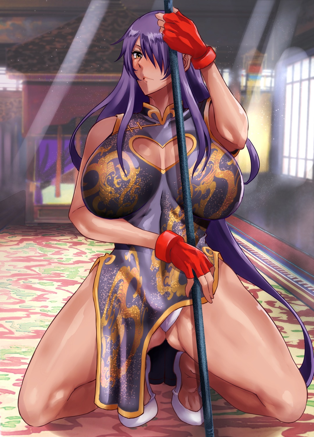 chinadress cleavage haikawa_hemlen ikkitousen kanu_unchou no_bra pantsu weapon