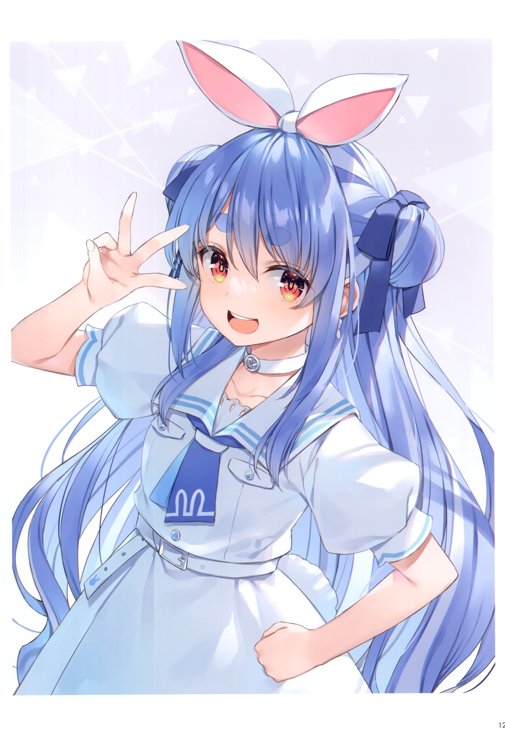 animal_ears bunny_ears hololive seifuku tail usada_pekora wireframe yuuki_hagure