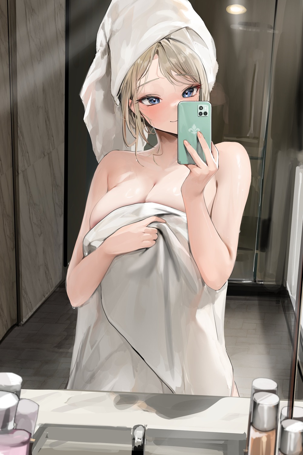 lillly lillly_(character) selfie towel