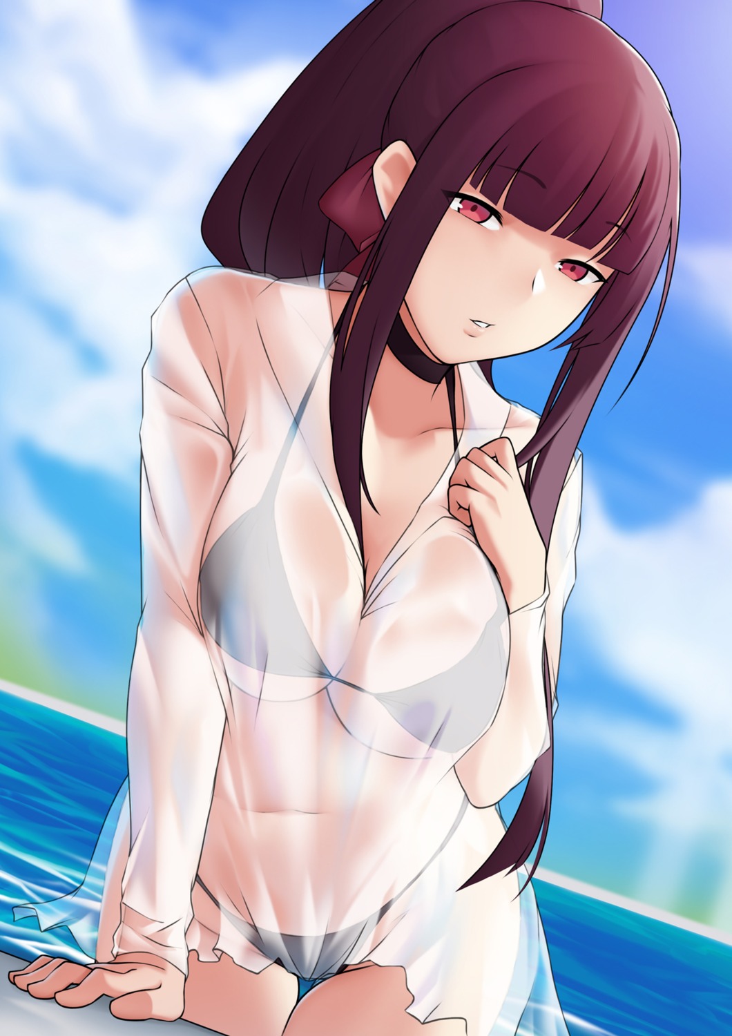 bikini bushidokuroi girls_frontline see_through swimsuits wa2000_(girls_frontline)