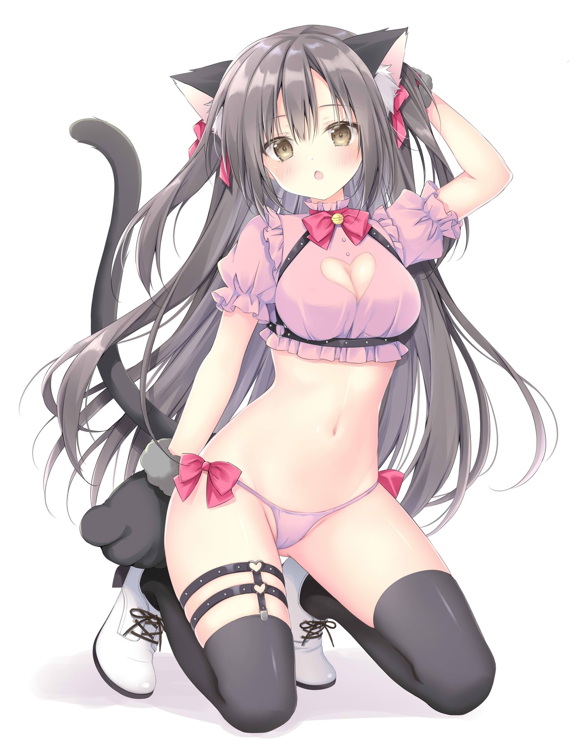 animal_ears cameltoe cleavage garter korie_riko nekomimi pantsu stockings tail thighhighs thong